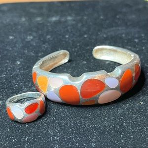 Whitney Kelly Sterling Silver Red Carnelian Bracelet & Ring